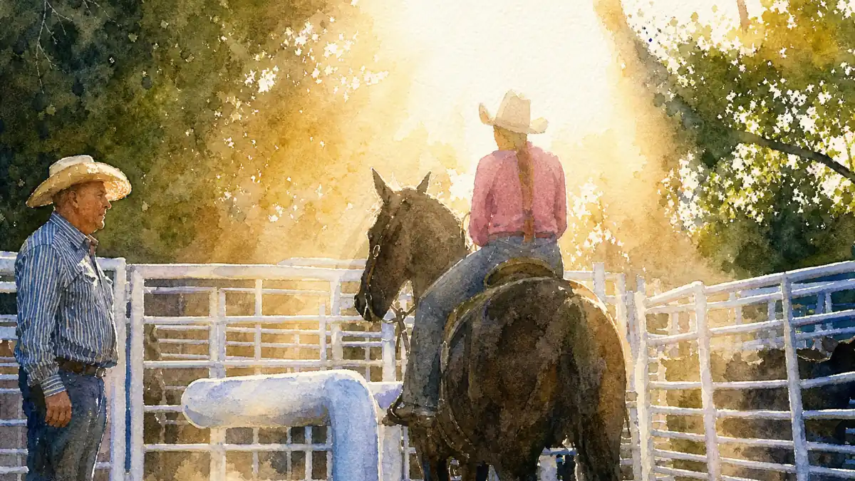 A rodeo rider in the glaring sun.