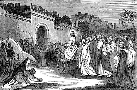 illustration of Jesus on a donkey