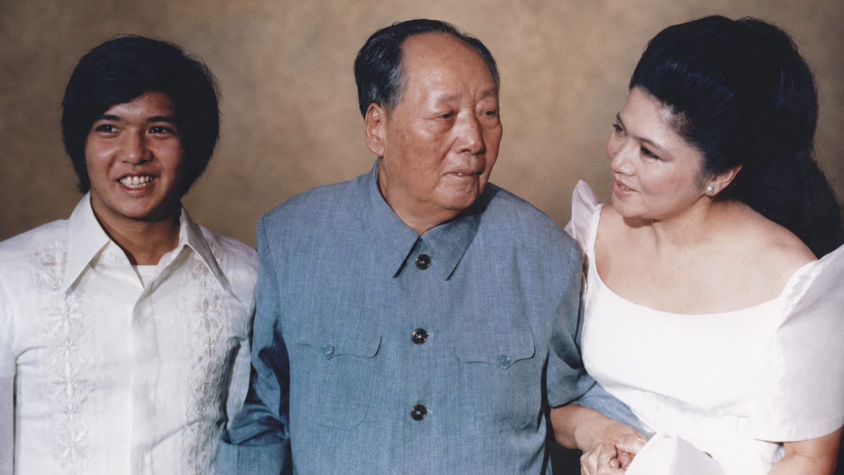 AI illustration of former Philippine First Lady Imelda Marcos and her son Ferdinand Bongbong Marcos Jr. meeting with Mao Zedong in China