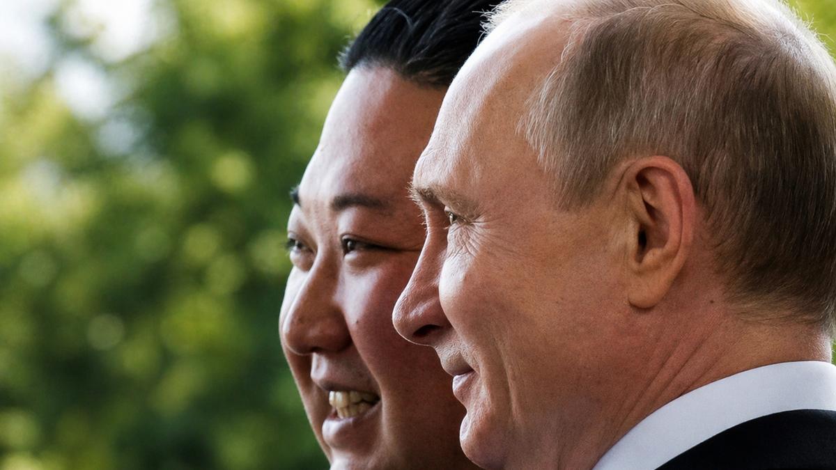 AI illustration of Kim Jong Un and Vladimir Putin at the North Korea-Russia summit